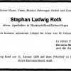 Roth Stephan Ludwig 1897-1978 Todesanzeige